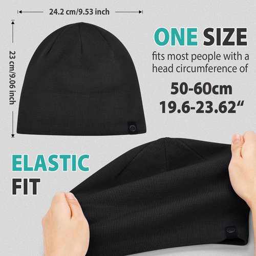 AOPREL Beanie for Men, Soft Cotton Beanie for Women, Warm Unisex Winter Hat, Running Skull Cap Mens Beanies for Cold Weather Activities (Black)