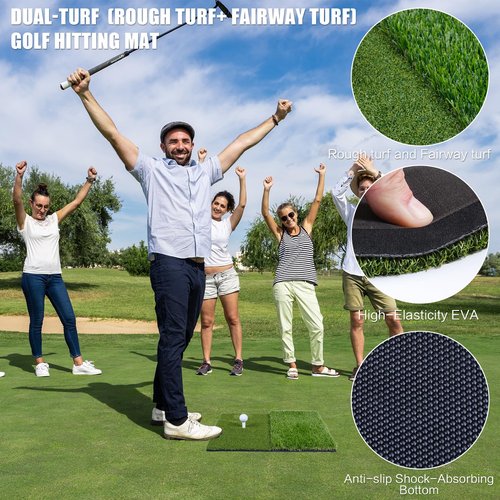 SIOTMERA Golf Hitting Mat-Premium Foldable Golf Mat with Shock-Absorbing EVA Base, Durable Dual-Turf for Indoor/Outdoor, Anti-Slip&Reinforced Glue, Ideal for Driving Range, Swing,Chipping Practice