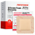 FRESINIDER Silicone Foam Dressing with Adhesive Border – Wound Dressing Bandage – Silicone Foam Pad – Pack of 20 – 4 x 4 Inches Large Waterproof Bandages – Self Adhesive Wound Care and Dressings