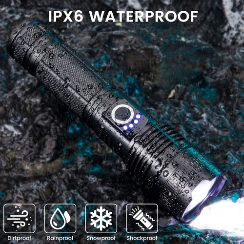 Lylting Rechargeable Flashlights High Lumens, 4 Pack 99,000 Lumens Led Flashlights with 5000ɱAh Βattery, Waterproof Powerful Flash Light Multifunctional Flashlights for Home Camping Hiking