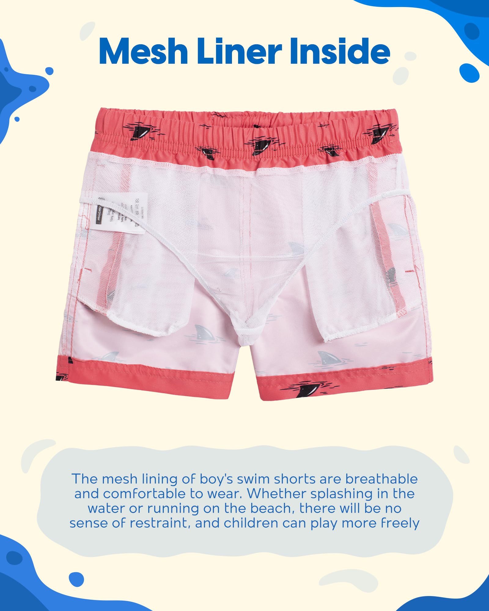 maamgic Boys Swim Trunks Toddler Swim Shorts Little Boys Bathing Suit Swimsuit Toddler Boy Swimwear,Pink Black Whale,10 T