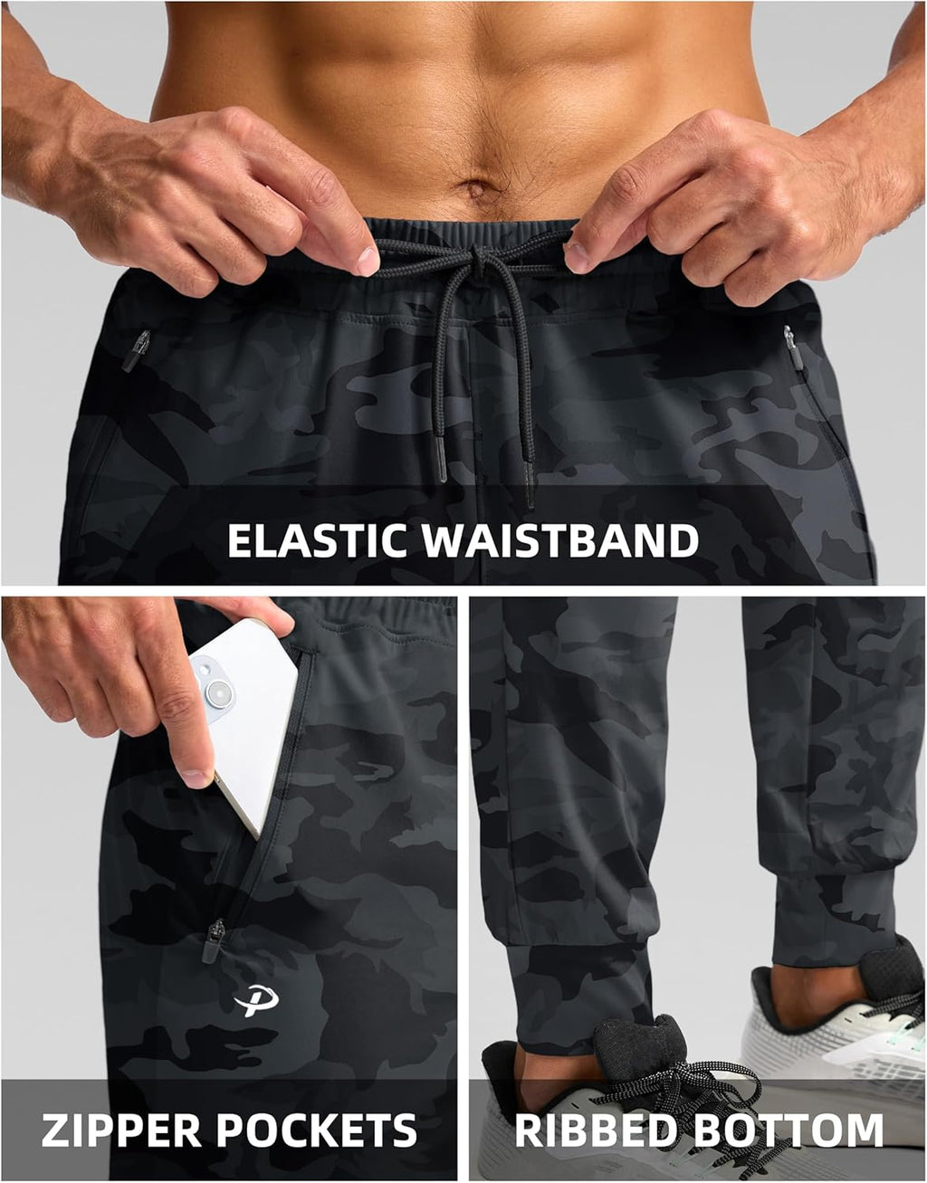 Pudolla Men's Lightweight Jogger Sweatpants - 4-Way Stretch with Pockets for Athletic Workouts