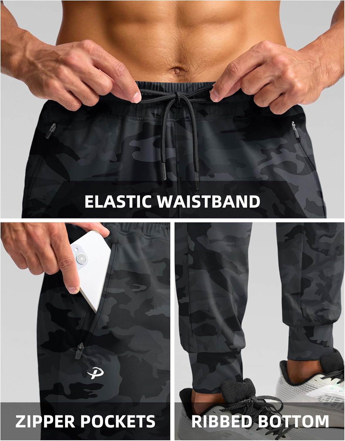 Pudolla Men's Lightweight Jogger Sweatpants - 4-Way Stretch with Pockets for Athletic Workouts