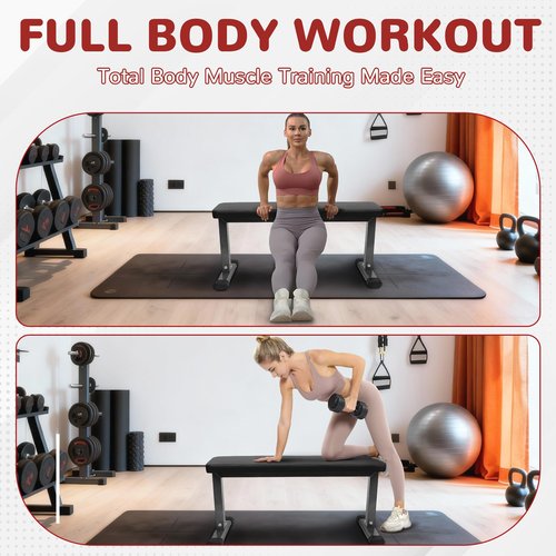 Fitvids Flat Weight Bench – Heavy Duty Flat Workout Bench for Home Gym Weight Training – nan – Gray/Black