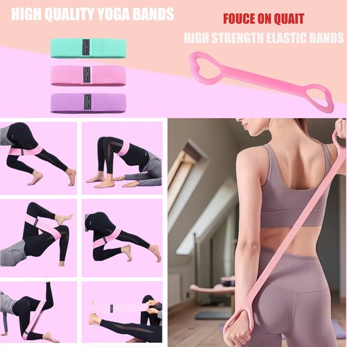 FJFQXY Home Pilates Kit for Women, Pilates Equipment Ring Set with Magic Circle, Body Tape Measure, D Grip Dumbbells, Pilates Ball, Massage Ball, Yoga Socks and Resistance Bands