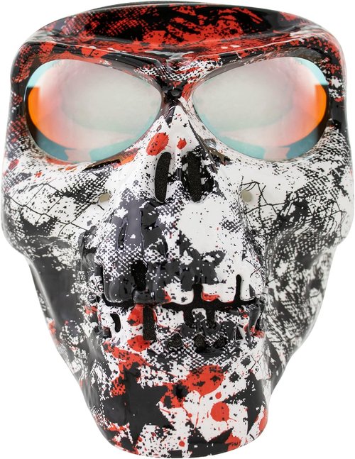 Global Vision Skull Mask Goggles - Full Face Coverage with Clear Red Coated Mirror Lenses