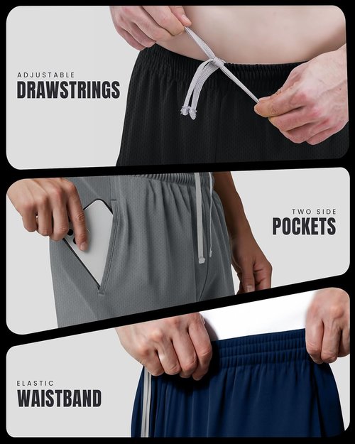 NY Threads Men's Athletic Shorts - Quick Dry, Lightweight Workout & Running Gym Shorts with Pockets | 3 Pack