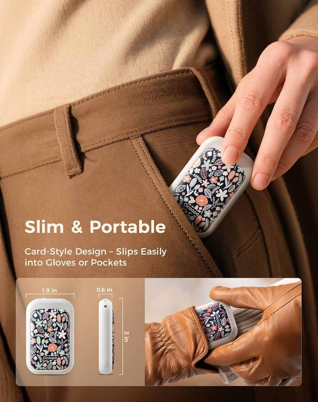 OCOOPA Rechargeable Magnetic Hand Warmers - Ultra-Thin 5000mAh Electric Glove Heaters | Perfect Winter Gifts for Men & Women