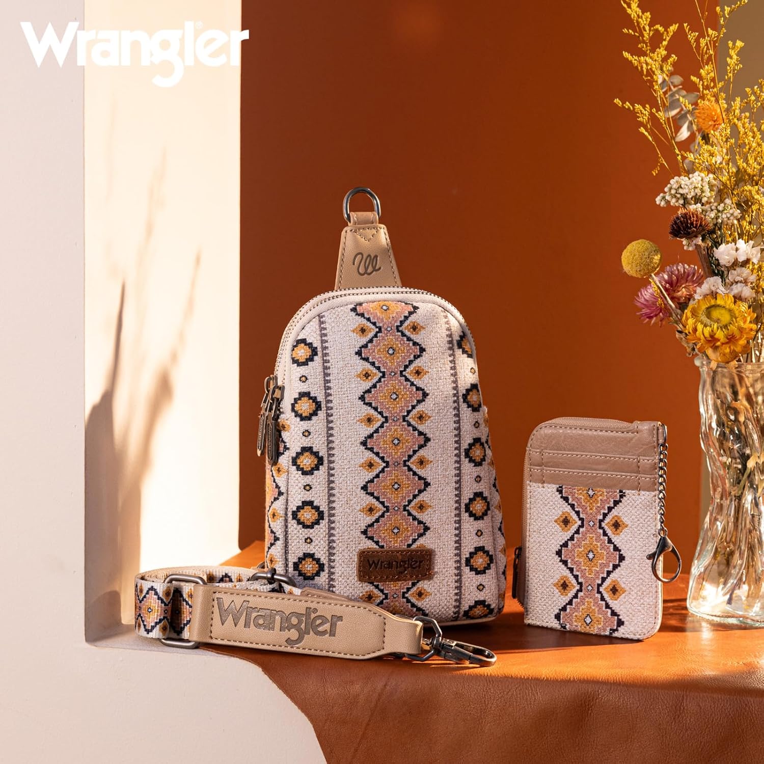 Wrangler Aztec Crossbody Sling Bags for Women - Stylish Wallet Set in Trendy Design