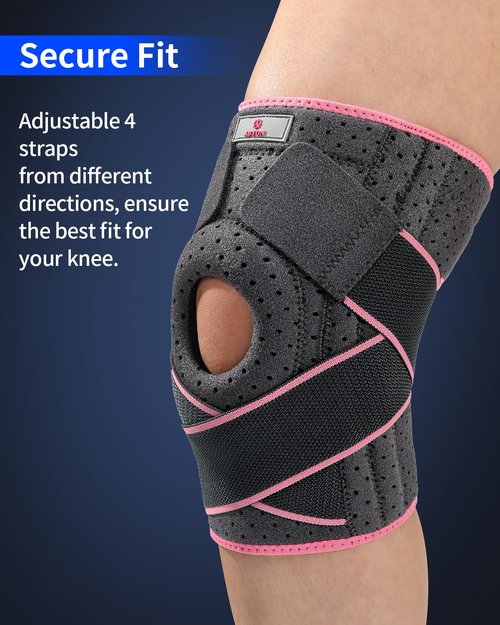 ABYON Knee Brace for Women Plus Size for Meniscus Tear, ACL, Arthritis.Knee Braces with Dual Side Stabilizers & Crossed Compression Straps Maximum Support for Knee Pain Relief and Fast Recovery - Please Check Sizing Video Before Buying