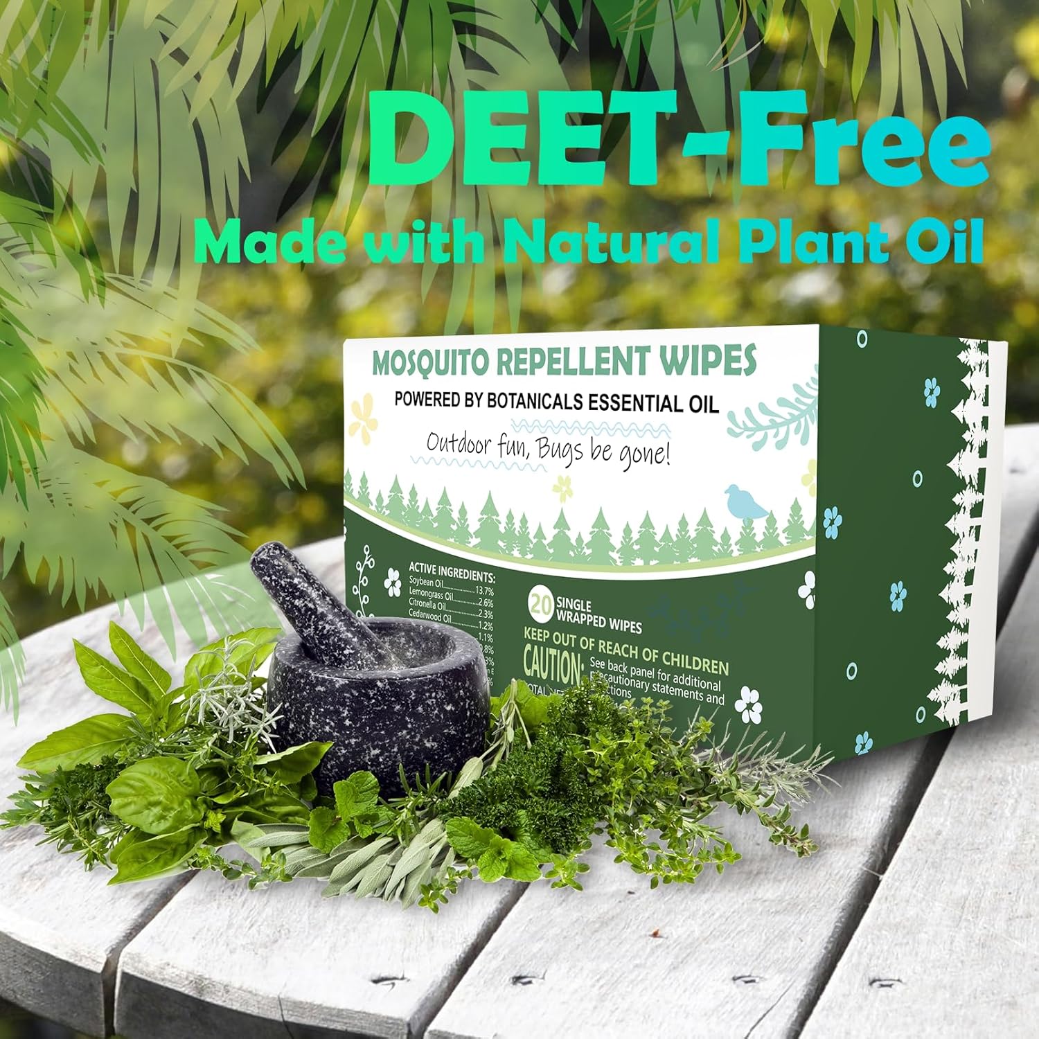 Skiennix Natural Mosquito Repellent Wipes - DEET-Free, Easy to Use, Long-Lasting | 40 Travel-Sized Packs