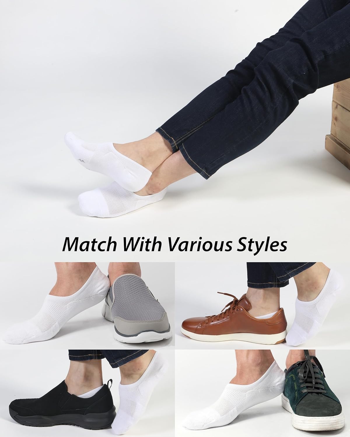 Pro Mountain No Show Socks - Wide Toe Box for Bunion Relief | Unisex Cotton Cushion Footies, Size S-XL