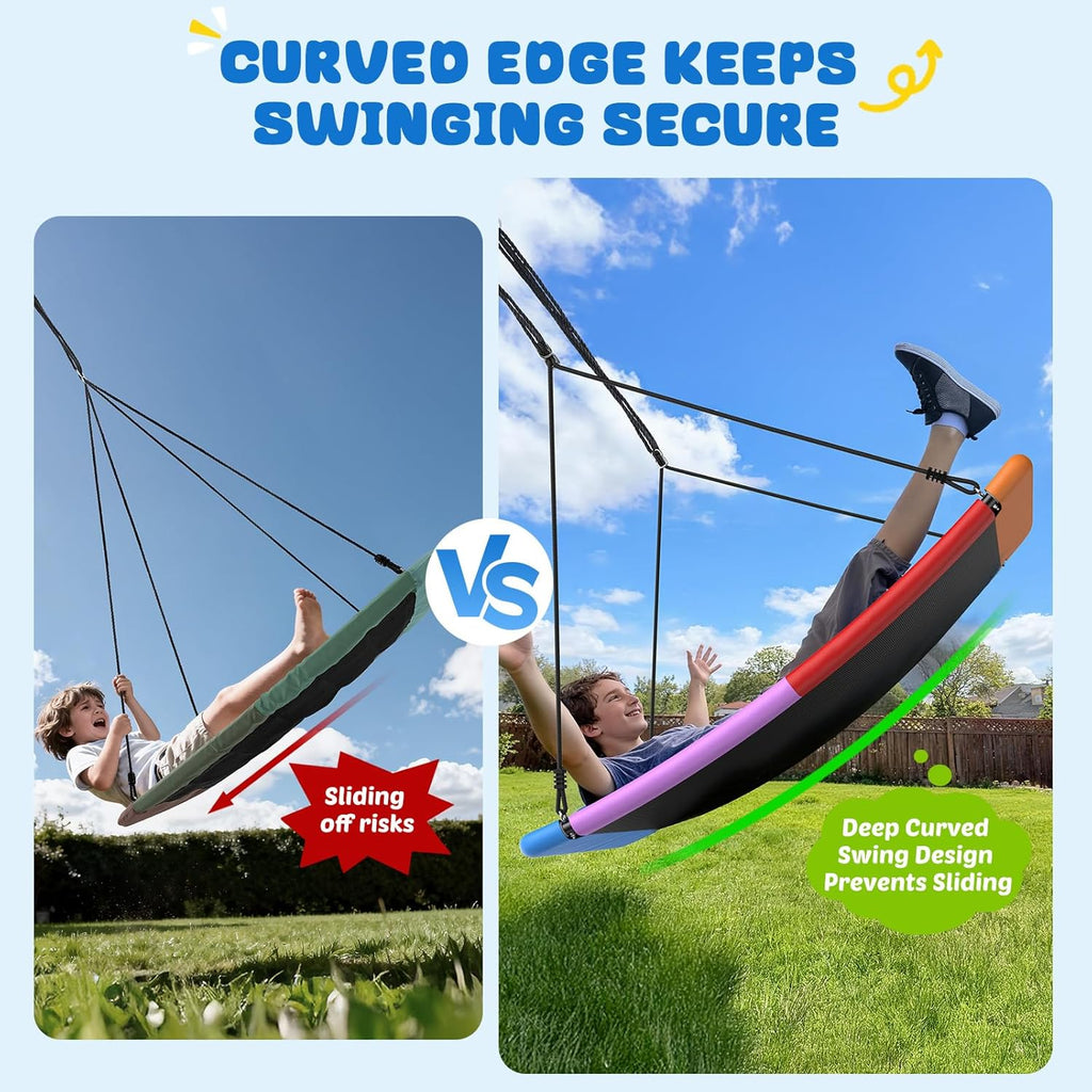 Trekassy 60" Skycurve Platform Tree Swing - 700lb Capacity for Kids & Adults | Rainbow Design