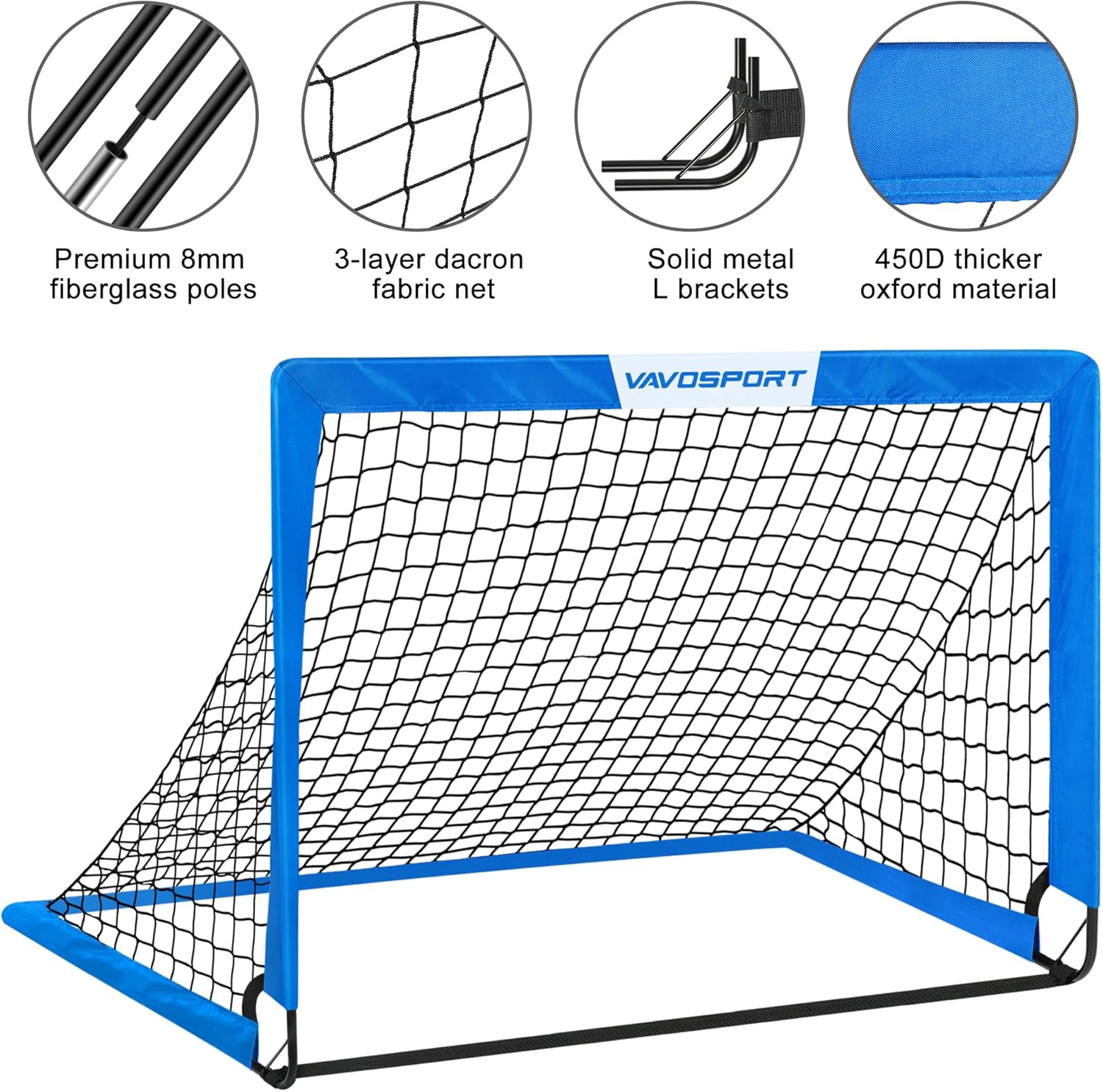 Skiennix Kids Soccer Goals - Portable 4' x 3' Training Equipment Set | Pop-Up Net with Soccer Ball