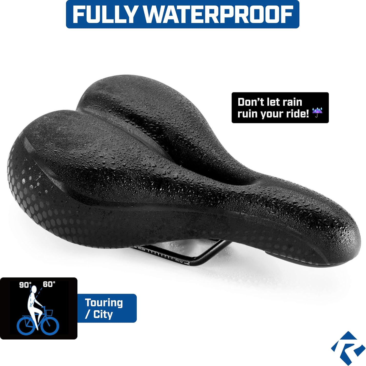 Revere Bike Seat - Performance Memory Foam Bicycle Saddle with Anti-Vibration Suspension | Waterproof for Road, MTB & E-Bikes