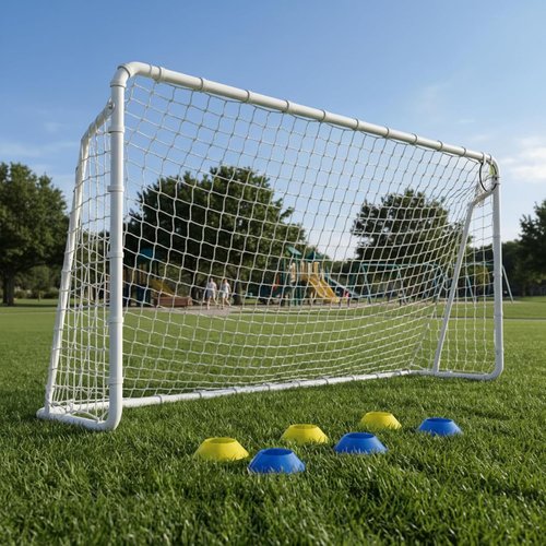 Metal Soccer Goal by [Brand Name] - Rust-Proof Reinforced Frame | PE Soccer Net & Training Cones - 8x6, 12x6, 16x7 FT Sizes