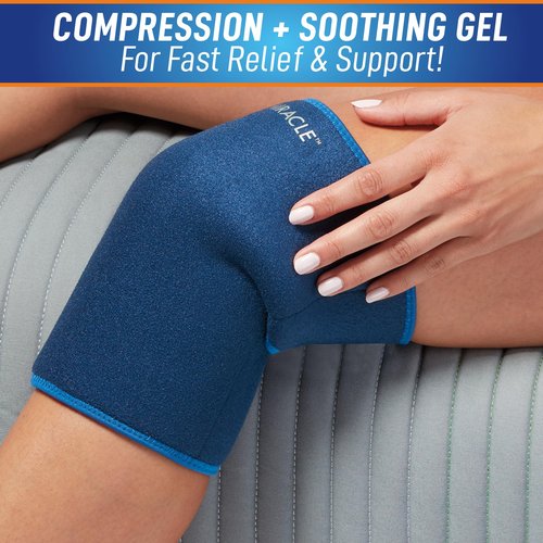 Miracle Knee Relief Gel-Infused Compression Wrap for 360-Degree Knee Support for Women & Men, Comfortable & Form Fitting Knee Wrap with Ultra-Soothing Cooling Gel, Designed for Cold & Hot Relief