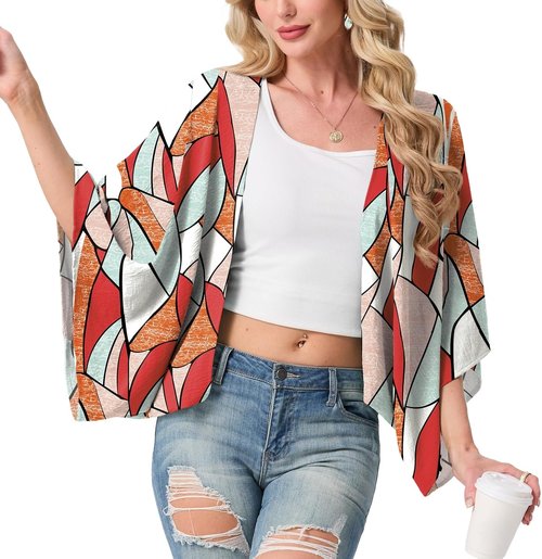GRECERELLE Women's Lightweight Summer Cardigan - Open Front Casual Cropped Kimono Cover-Up