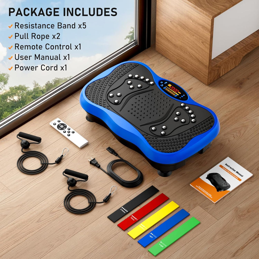 Skiennix Vibration Plate Exercise Machine - 130 Levels for Full Body Workout & Weight Loss | 450 Lbs Capacity with Bluetooth & Resistance Bands