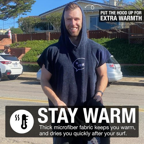 Ho Stevie! Surf Poncho - Warm and Soft - Easily Change in/Out of Wetsuit Without Towel Falling Down