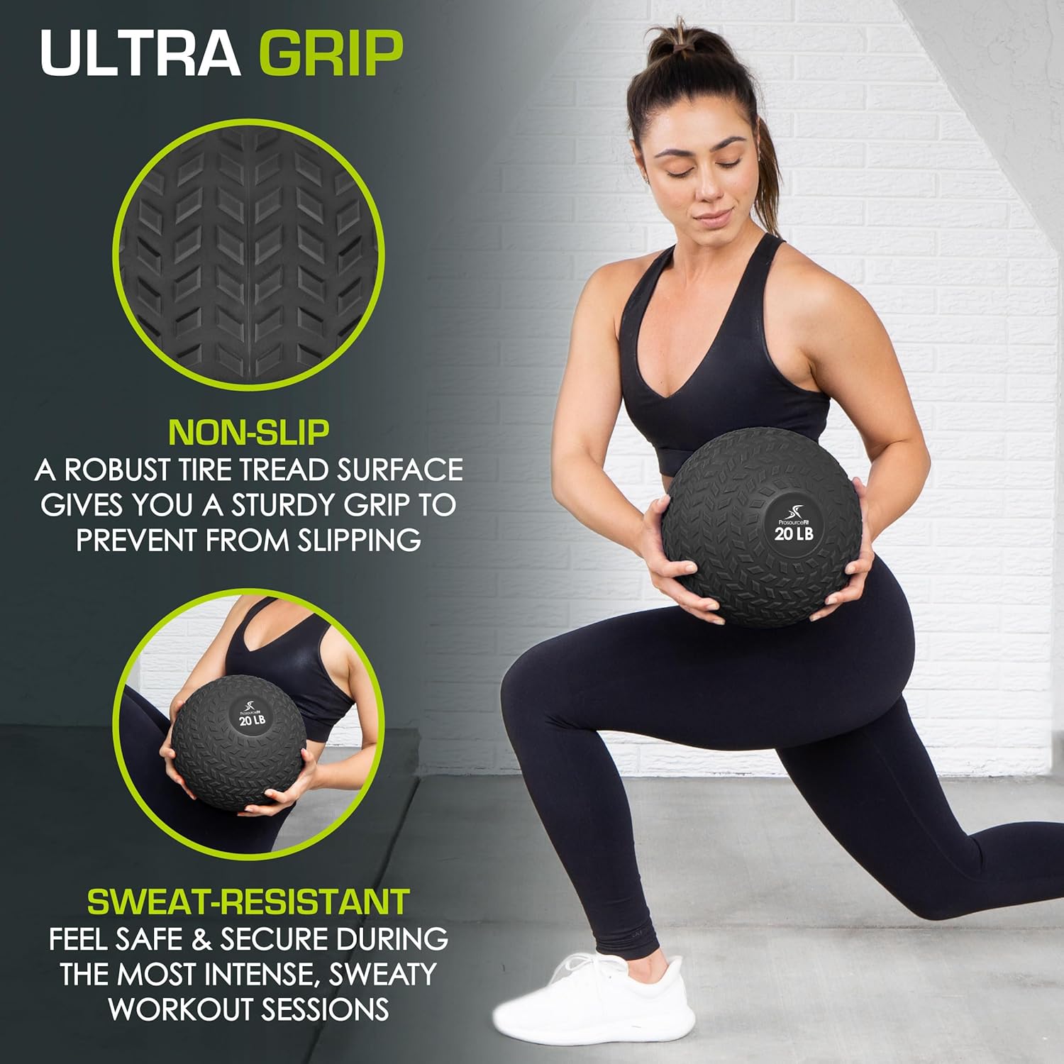 ProsourceFit Slam Medicine Balls - Smooth & Textured Grip for Strength Training | 5-50lbs Options