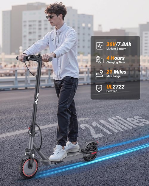 Electric Scooter by [Brand Name] - 350W-500W Motor, 9-22 MPH, 10-41 Miles Range, Dual Suspension & Braking