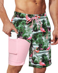 Surf Cuz 9" Men's Swim Trunks - Quick-Dry 2-in-1 Bathing Suits with Compression Liner & Zipper Pockets
