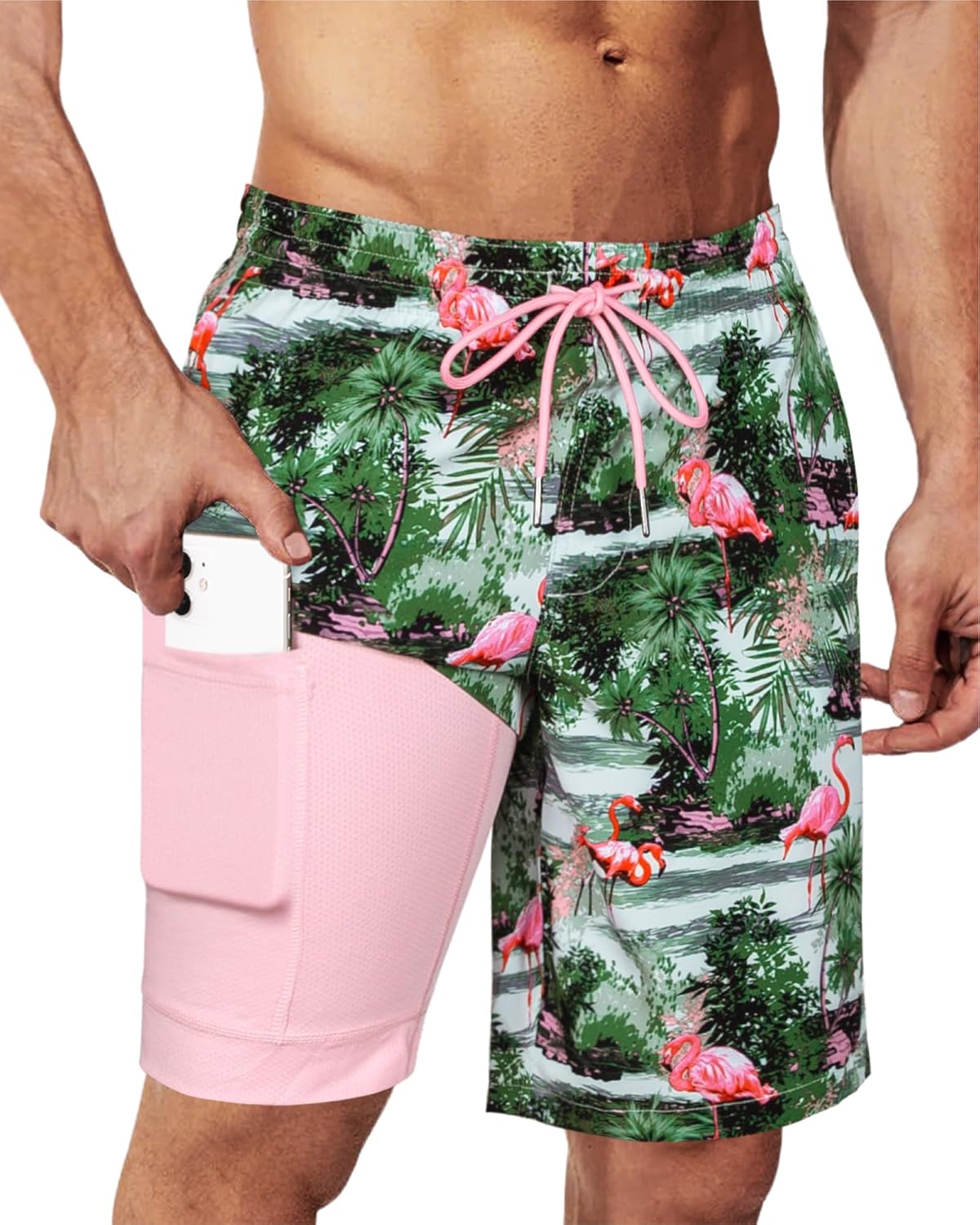 Surf Cuz 9" Men's Swim Trunks - Quick-Dry 2-in-1 Bathing Suits with Compression Liner & Zipper Pockets