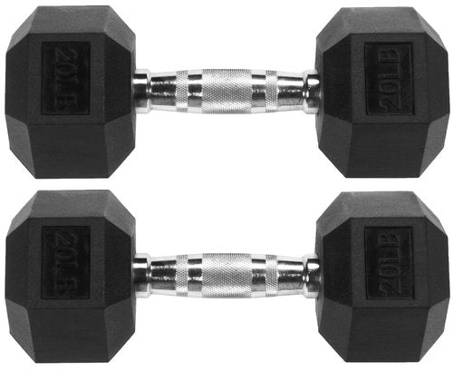 Fitvids 20LB Pair Hex Dumbbells Rubber Coated Hand Weights for Exercises and Fitness
