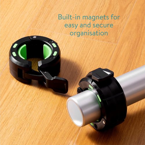 Navaris Barbell Locking Collar 2-Pack - 2-Inch (5cm) Olympic Weight Lifting Clamps with Quick Latch & Magnetic Design - Easy to Use Clamp - Lightweight Clips for Bar - Black/Green