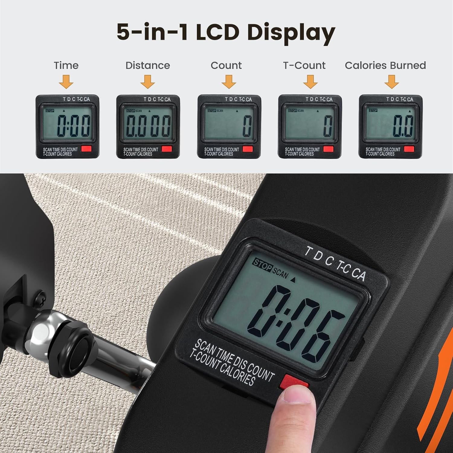 Sportneer Under Desk Bike Pedal Exerciser - Mini Portable Exercise Bike for Seniors | LCD Display, Anti-Skid Mat