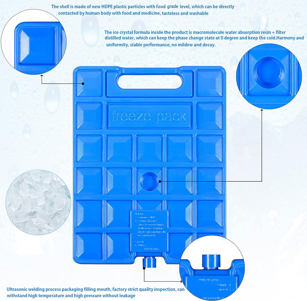 Rev. Lang Large Freezer Ice Pack - Reusable Quick Freezing Blocks with Handle | Set of 2 (1000g)