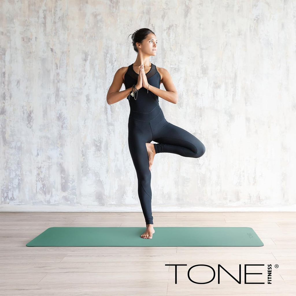 TONE Fitness Yoga Mat - 1/4" Thick Non-Slip Exercise & Pilates Mat with Carrying Strap | Multiple Colors Available
