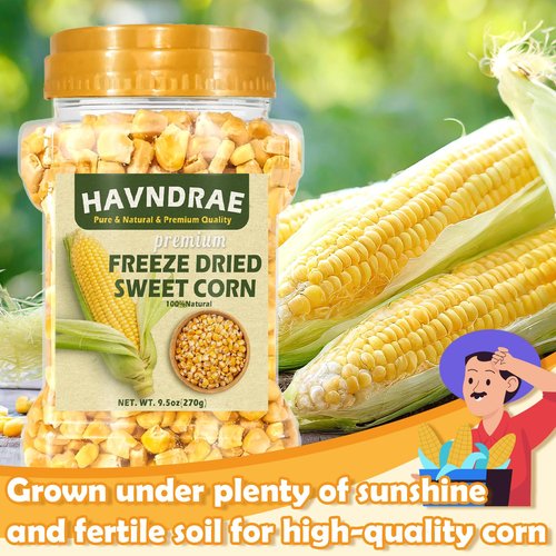 9.5oz Freeze Dried Sweet Corn Kernels – Super Sweet Dehydrated Yellow Corn, Single-Ingredient Vegan Dried Vegetable for Salad, Soup, Stew – Kosher Food for Everyday Meals and Camping