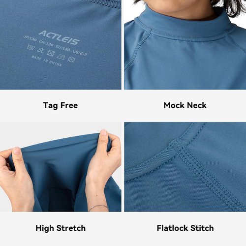Actleis Boys Swim Shirt - Quick Dry Rash Guard with UPF50+ Sun Protection | Short Sleeve Swimwear