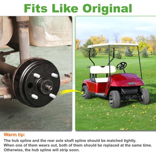 10L0L 2 Pack Golf Cart Brake Drum Hub Assembly for EZGO-TXT 1991-Up 4 Cycle Gas Models, Replace OEM 21807-G1 21807G1 41843-94, Large Hole Rear Brake Drum Hub