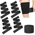 Yuanan 4 PCS Thigh Compression Sleeve, Hamstring Compression Wrap Adjustable Thigh Compressions Wrap Versatile Elastic Knee Wraps for Pain Relief Thighs Compressions Braces for Man and Woman(Black)