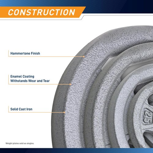 Marcy Classic Cast Iron Grip Plates - Perfect for Strength Training & Weightlifting | 1" Size