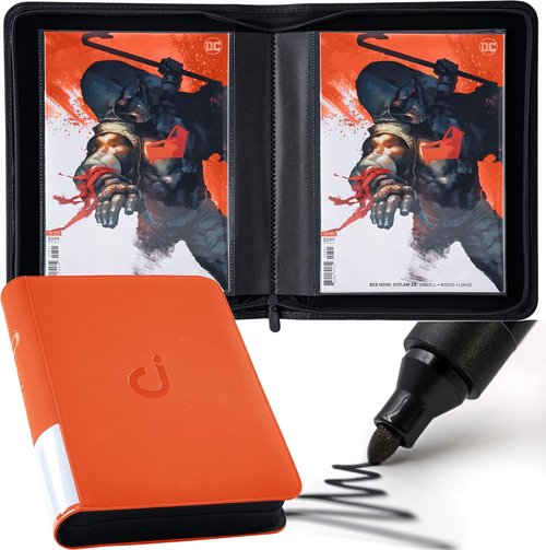D DACCKIT Comic Binder - Durable Storage Album for 24 Comics | Classic Orange with Sleeves