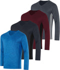 Real Essentials Men's Dry Fit Long Sleeve V-Neck Active T-Shirt - UPF 50+ Athletic Wear | Big & Tall Available