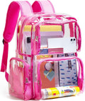 Vorspack Clear Backpack - Transparent Design with Reinforced Bottom & Multi-Pockets | Pink