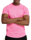 Zengjo Mens Quick Dry Short Sleeve Athletic T Shirt – Pink, Size Large