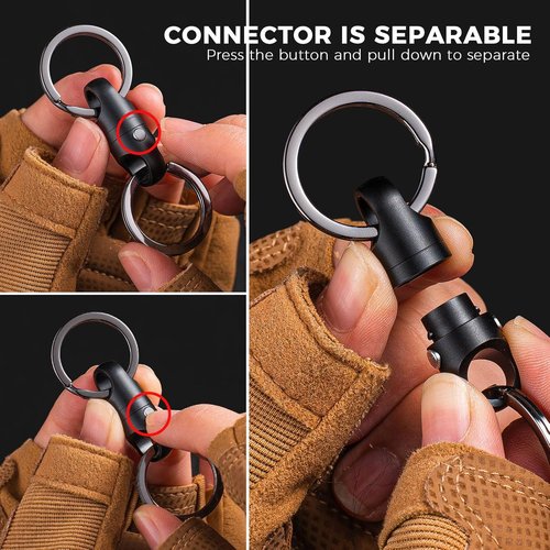FEGVE Quick Release Magnetic Keychain, Detachable Magnet Key Chain Holder with Secure Lock & D Ring for Car Key Fob