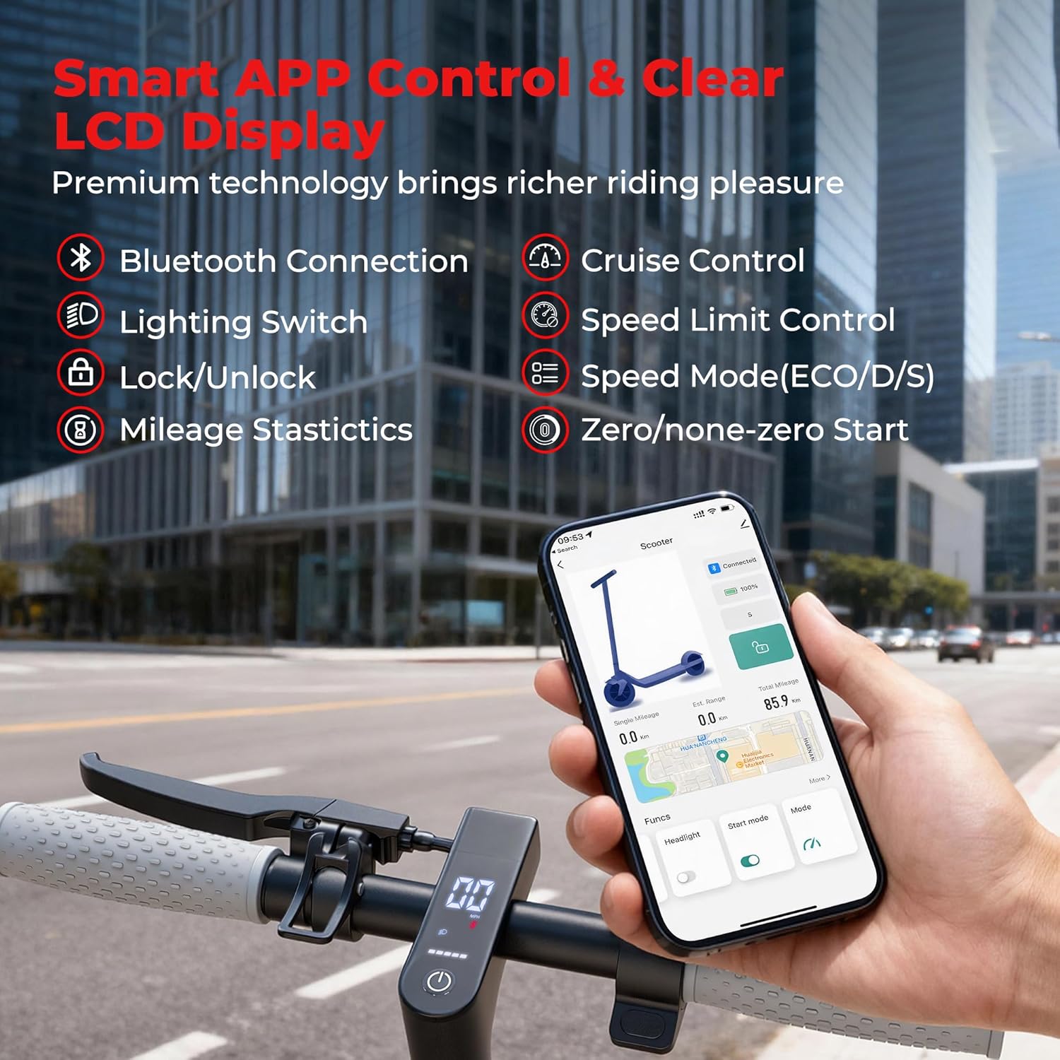 Qlaway Electric Scooter for Adults - 19 MPH Speed, 350W Motor, 15-22 Miles Range, 265 LBS Capacity