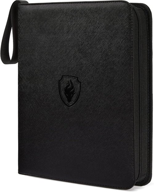 Fabmaker 9 Pocket Card Binder - Premium PU Cover Holds 756 Cards | Portable Black Album for Trading & Sports Cards