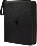 Fabmaker 9 Pocket Card Binder - Premium PU Cover Holds 756 Cards | Portable Black Album for Trading & Sports Cards