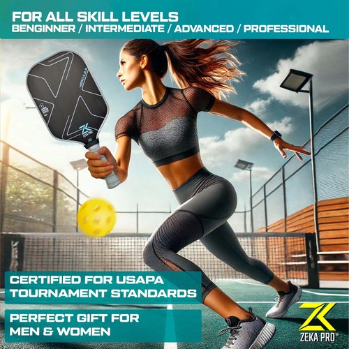 T700 Raw Carbon Fiber Pickleball Paddle, 16mm Pp Core, Phenomenal Grit for top Spin, Thermoformed w/Foam Infused Walls, Elongated Design w/Power & Control, Extra Large Sweet Spot & Premium Grip