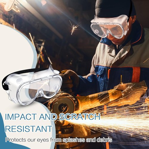 Macarrie Anti-Fog Safety Goggles - 50 Pcs Lightweight & Adjustable for Medical & Chemistry Use
