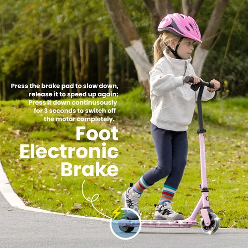 Aero iSporter Kids Electric Scooter | Hand Accelerator & LED Lights | Electric Scooters for Boys Girls Ages 6-10 | Rubber Deck Mat, Battery Indicator & Adjustable Heights