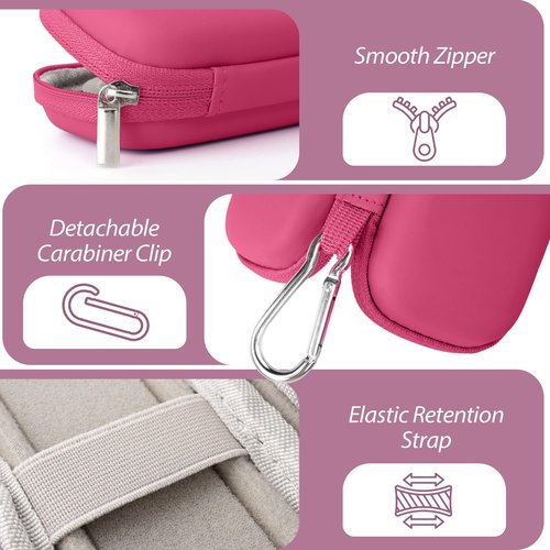 Linpr Heart Rate Monitor Case Compatible with KardiaMobile 6L & 1L, Travel Hard Shell Carrying Case for AliveCor Personal EKG Monitoring Devices, Includes Pill Box (Rose Pink)